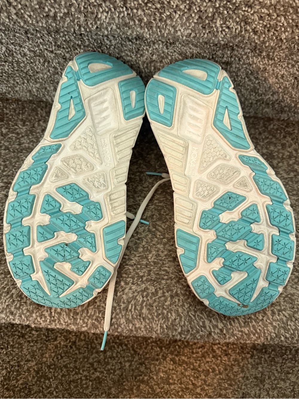 Hoka Kids Athletic Shoes in White and Teal